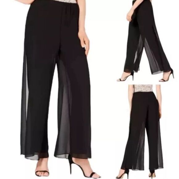 Adrianna Papell Wide Leg Evening Pants in Black Size 12 - Picture 1 of 7